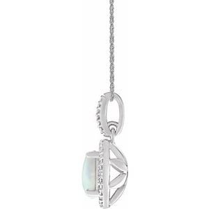 Sterling Silver Lab-Grown Opal & .01 CTW Diamond 18" Necklace