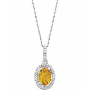 Sterling Silver Citrine & .01 CTW Diamond 18