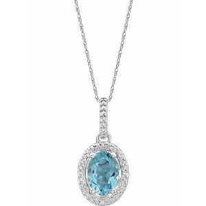 Sterling Silver Sky Blue Topaz & .01 CTW Diamond 18" Necklace