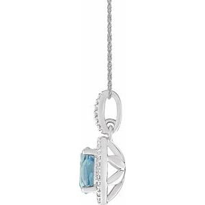 Sterling Silver Sky Blue Topaz & .01 CTW Diamond 18" Necklace