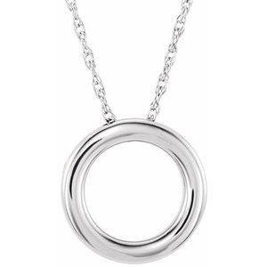 Sterling Silver 15 mm Circle 18" Necklace