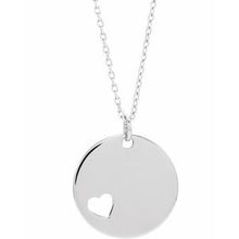 Load image into Gallery viewer, Sterling Silver Pierced Heart Disc 16-18&quot; Necklace
