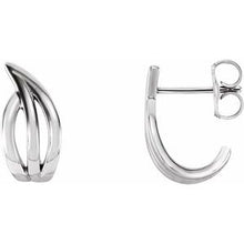 Load image into Gallery viewer, Sterling Silver Freeform J-Hoop Earrings
