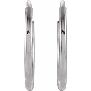 14K White 12 mm Endless Hoop Earrings