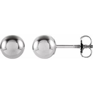 14K White 5 mm Ball Stud Earrings