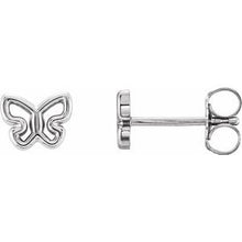 Load image into Gallery viewer, 14K White 6.1x4.8 mm Butterfly Earrings
