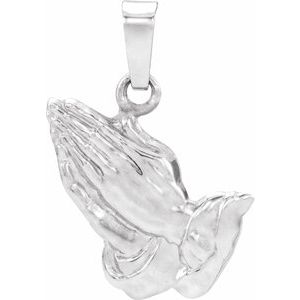 Sterling Silver 18.75x16 mm Praying Hands Pendant