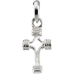 Sterling Silver 14.75x10 mm Tubular Cross Pendant without Packaging
