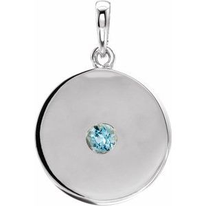 Sterling Silver Aquamarine Disc Pendant