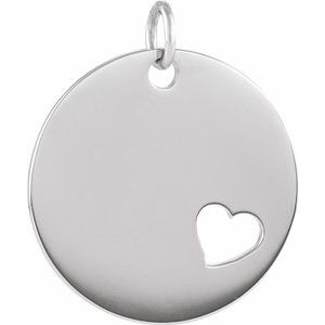 Sterling Silver Pierced Heart Engravable Disc Pendant