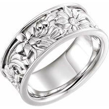 Charger l&#39;image dans la galerie, Sterling Silver 8.5 mm Floral-Inspired Band Size 8

