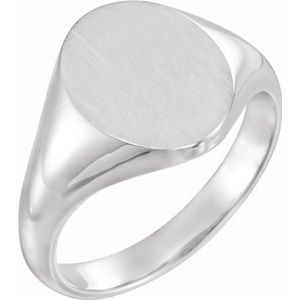 Sterling Silver 12x10 mm Oval Signet Ring