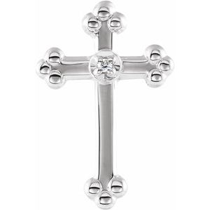 14K White 14x9 mm Diamond Cross Lapel Pin