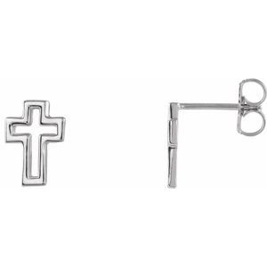 Sterling Silver Open Cross Earrings