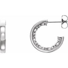 Load image into Gallery viewer, Sterling Silver 16x2.6 mm Vintage-Inspired Hoop Earrings
