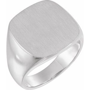 Chevalière Carrée 14K Blanc 18 mm