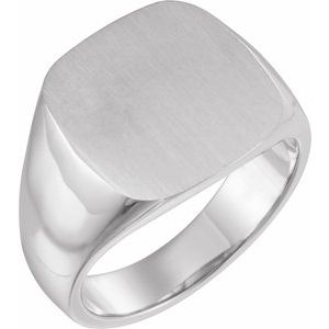 Chevalière Carrée 14K Blanche 16 mm