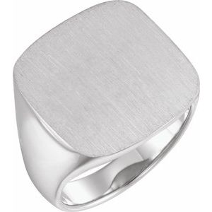 14K White 20 mm Square Signet Ring