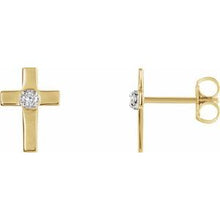 Load image into Gallery viewer, 14K Yellow 10x6 mm .04 CTW Diamond Cross Earrings
