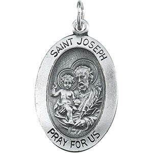 Sterling Silver 19x13.5 mm St. Joseph Oval Medal