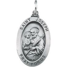 Load image into Gallery viewer, Sterling Silver 23.5x16 mm St. Joseph Oval Medal
