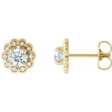 Load image into Gallery viewer, 14K Yellow 5/8 CTW Diamond Halo-Style Earrings

