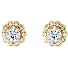 Load image into Gallery viewer, 14K Yellow 5/8 CTW Diamond Halo-Style Earrings
