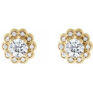 14K Yellow 5/8 CTW Diamond Halo-Style Earrings