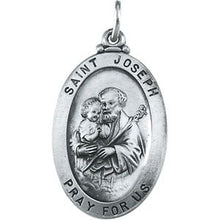 Load image into Gallery viewer, Sterling Silver 25x18 mm St. Joseph Oval Medal
