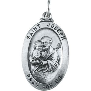 Sterling Silver 25x18 mm St. Joseph Oval Medal