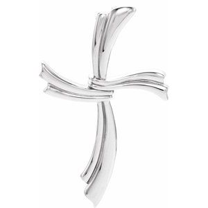 Sterling Silver 49.25x30.5 mm Modern Cross Pendant