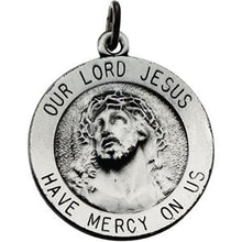 Load image into Gallery viewer, Sterling Silver 18 mm Round Our Lord Jesus Medal with 18&quot; Chain
