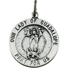 Load image into Gallery viewer, Sterling Silver 22 mm Round Our Lady of Guadalupe Medal
