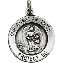 Load image into Gallery viewer, Sterling Silver 18 mm Guardian Angel Medal
