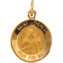 Charger l&#39;image dans la galerie, 14K Yellow 12 mm Round St. Theresa Medal

