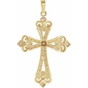 14K Yellow 5/8 CTW Diamond Cross Pendant