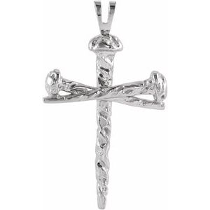 Sterling Silver 18x26 mm Nail Design Cross Pendant