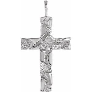 Sterling Silver 27x18 mm Nugget Cross Pendant