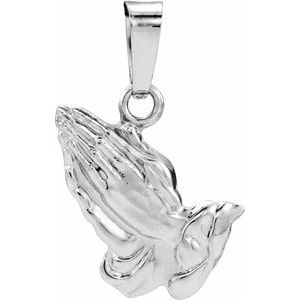 Sterling Silver 20.8x19.3 mm Praying Hands Pendant