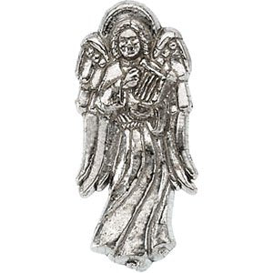 Sterling Silver 19x9 mm Angel with Harp Lapel Pin