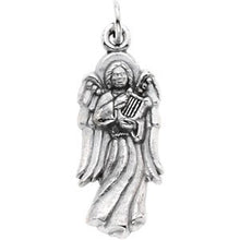 Load image into Gallery viewer, 14K White 16x6 mm Angel with Harp Pendant
