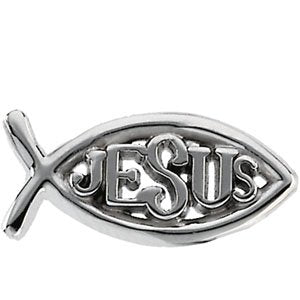 Sterling Silver 18x8 mm Ichthus (Fish) Jesus Lapel Pin