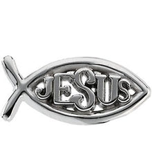 Load image into Gallery viewer, 14K White 14x6 mm Ichthus (Fish) Jesus Lapel Pin
