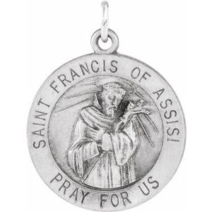 Sterling Silver 22 mm Round St. Francis of Assisi Medal