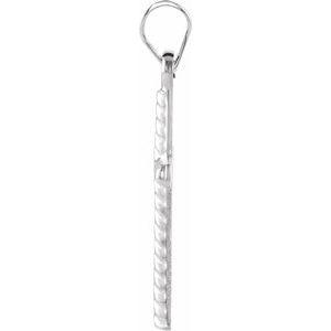 14K White 12.3x8.5 mm Cross Pendant