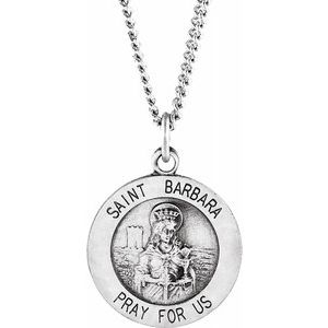 Sterling Silver 18 mm St. Barbara Medal