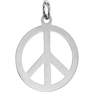 Sterling Silver Circle Peace Sign Pendant