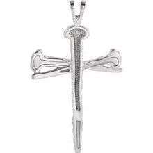 Load image into Gallery viewer, Sterling Silver 18x26 mm Nail Design Cross Pendant
