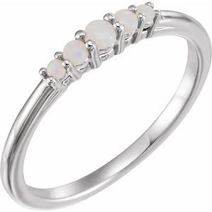 Sterling Silver Opal Graduated Five-Stone Ring