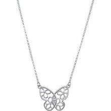 Charger l&#39;image dans la galerie, Sterling Silver Butterfly &amp; Floral-Inspired 16&quot; Necklace
